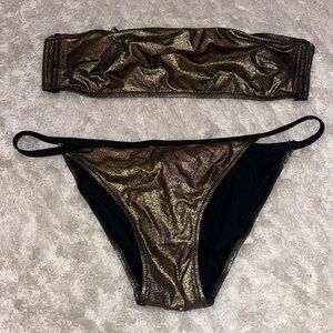 METALLIC BRONZE GOLD BIKINI. NEW